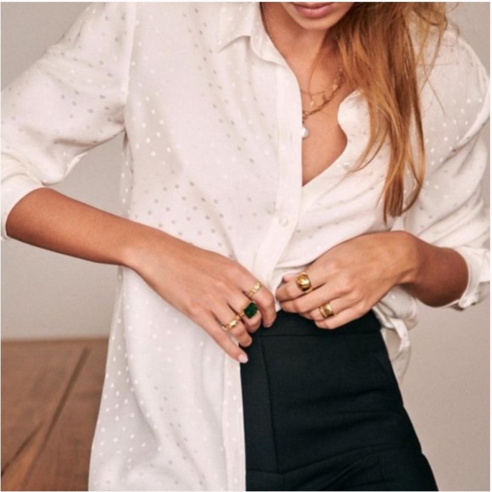 ISO Sezane Ecru Jacquard Dot Ann Shirt